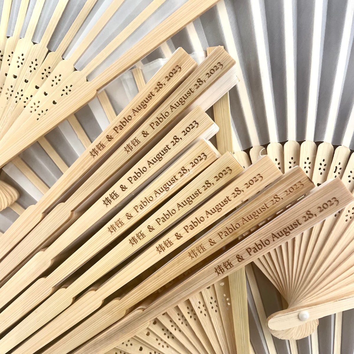 Forever Love Engraved Bamboo Hand Fan