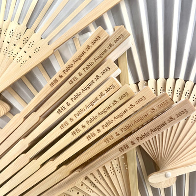 Forever Love Engraved Bamboo Hand Fan