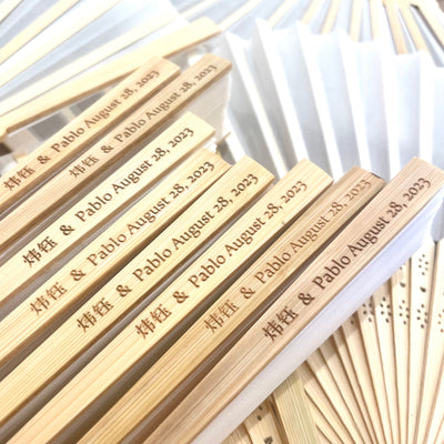 Forever Love Engraved Bamboo Hand Fan