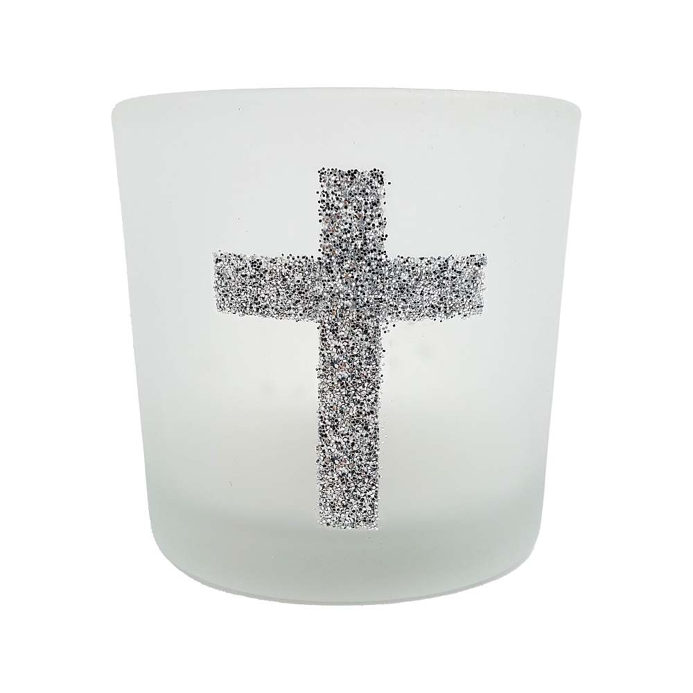 Frosted Cross Candle