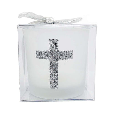 Frosted Cross Candle