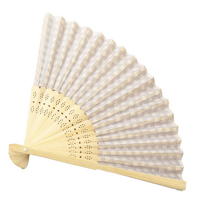 Personalized Silver Scallop Folding Fan Favor