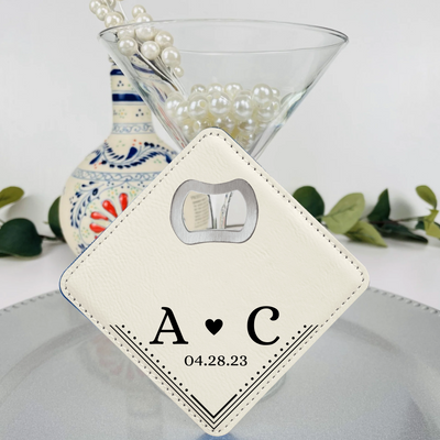 Couple's Keepsake Coaster Bottle Opener