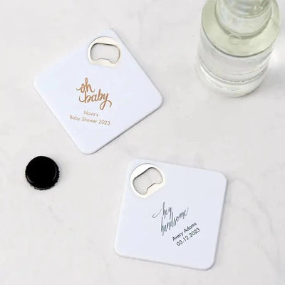 Baby Shower Plastic Drink Coaster Favor With Bottle Opener - Forever Wedding Favors