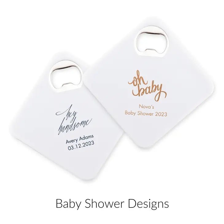 Baby Shower Plastic Drink Coaster Favor With Bottle Opener - Forever Wedding Favors