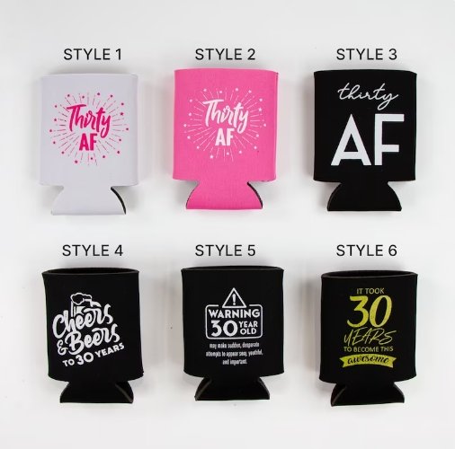 Cheers & Beers to 30 Years Can Coolers - Forever Wedding Favors