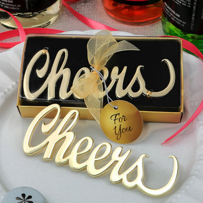 CHEERS Bottle Opener - Gold - Forever Wedding Favors