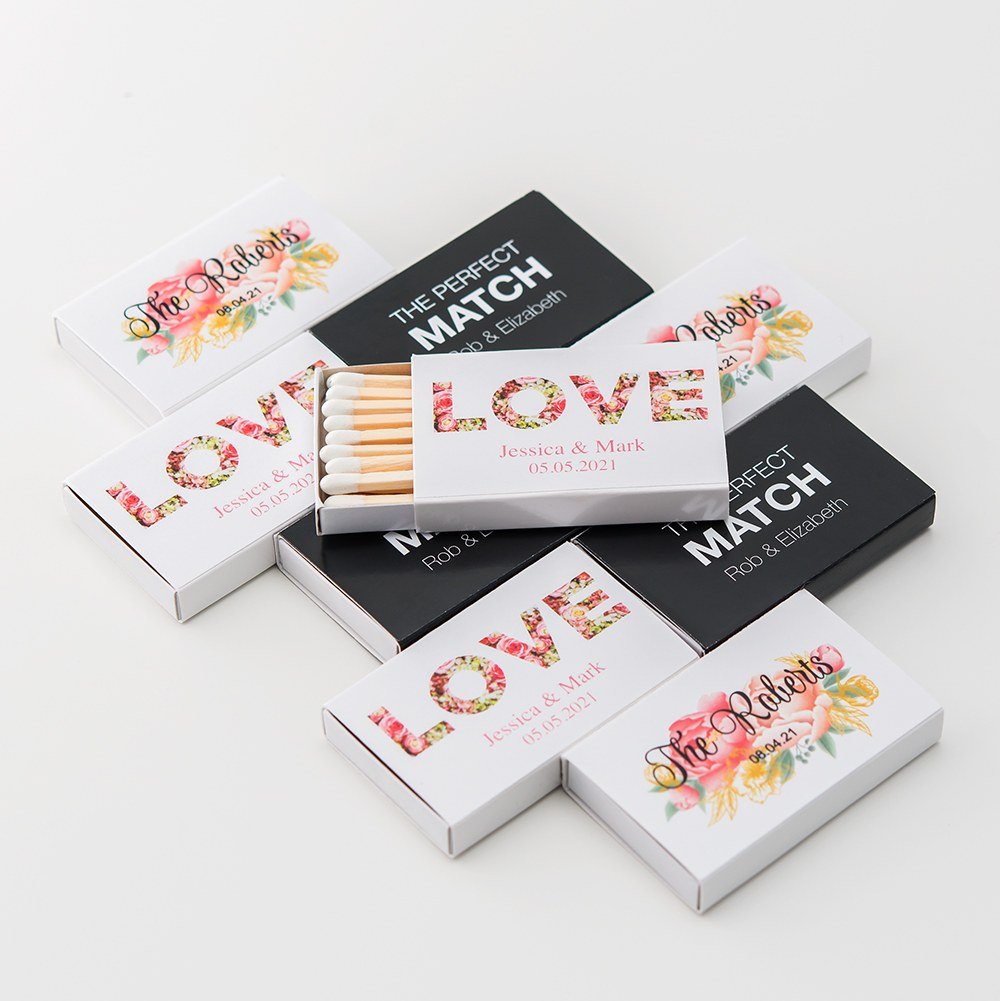 Custom Matchbox Wedding Favor - Modern Floral - Forever Wedding Favors