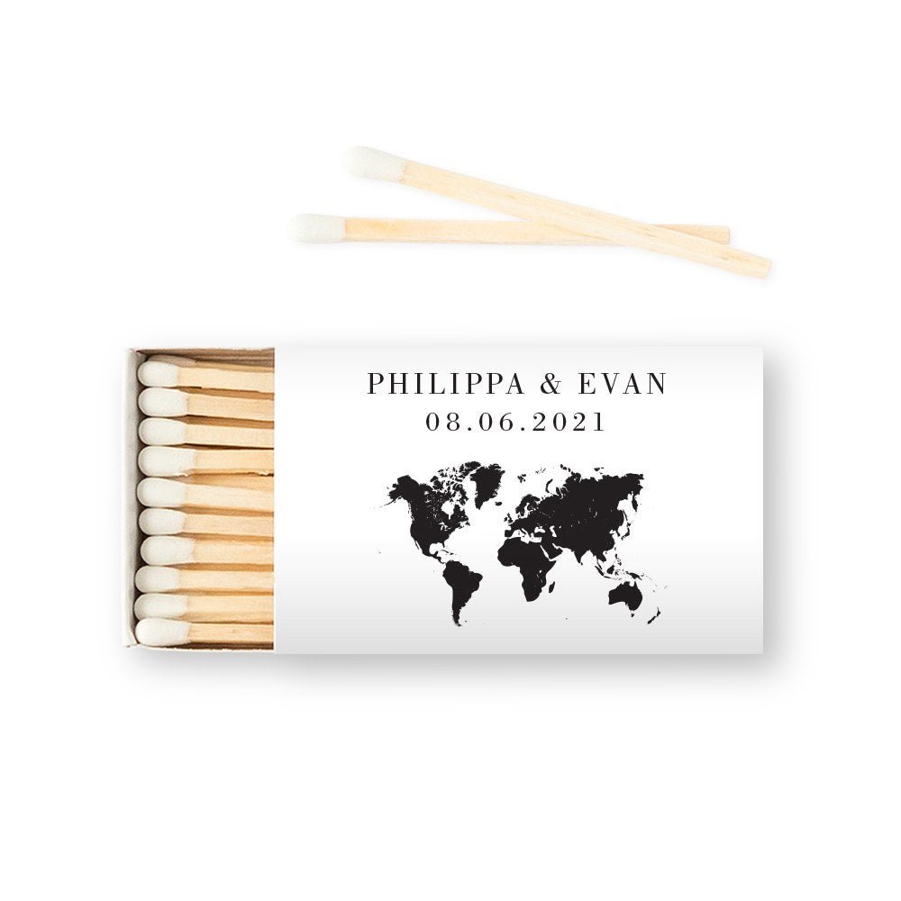 Custom Matchbox Wedding Favor - World Travel - Forever Wedding Favors