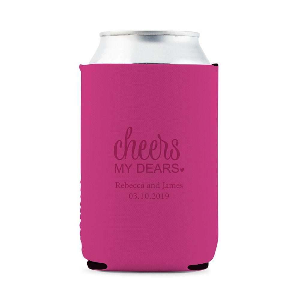 Custom Neoprene Foam Beer Can Drink Holder - Hot Pink - Forever Wedding Favors