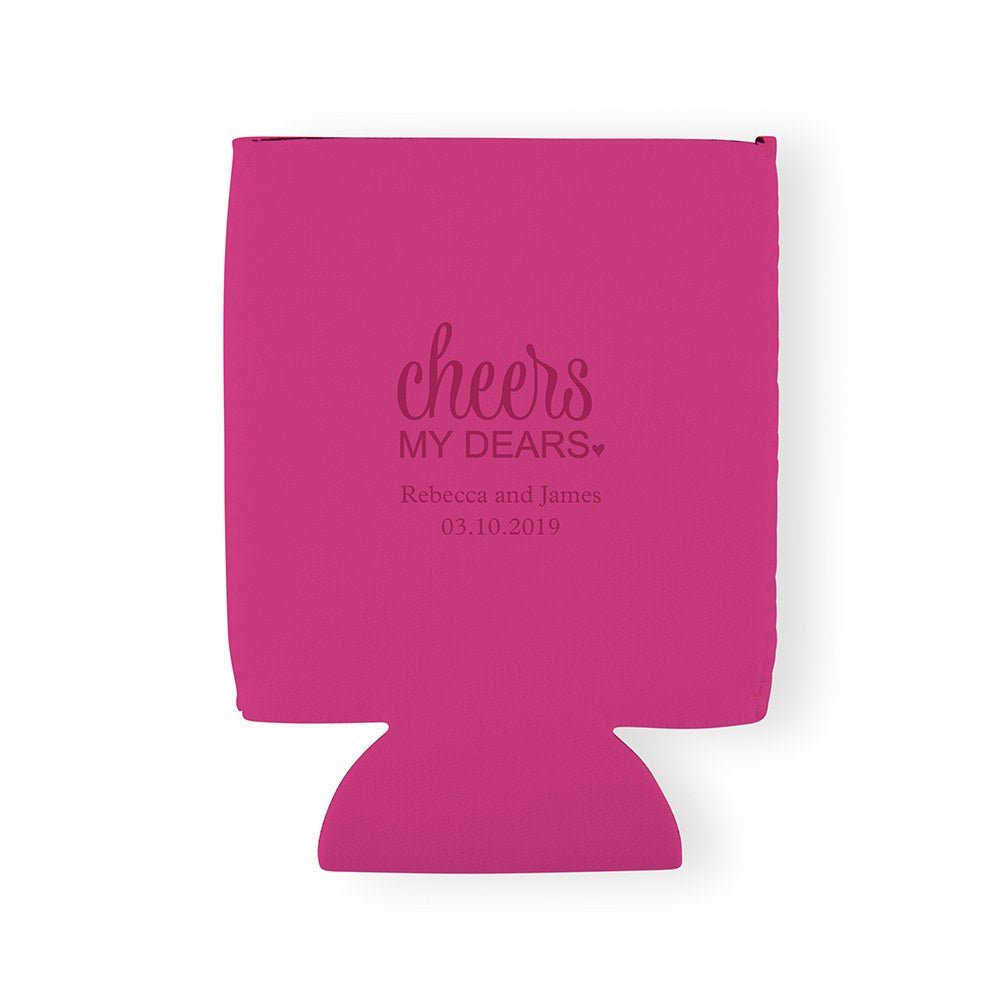 Custom Neoprene Foam Beer Can Drink Holder - Hot Pink - Forever Wedding Favors