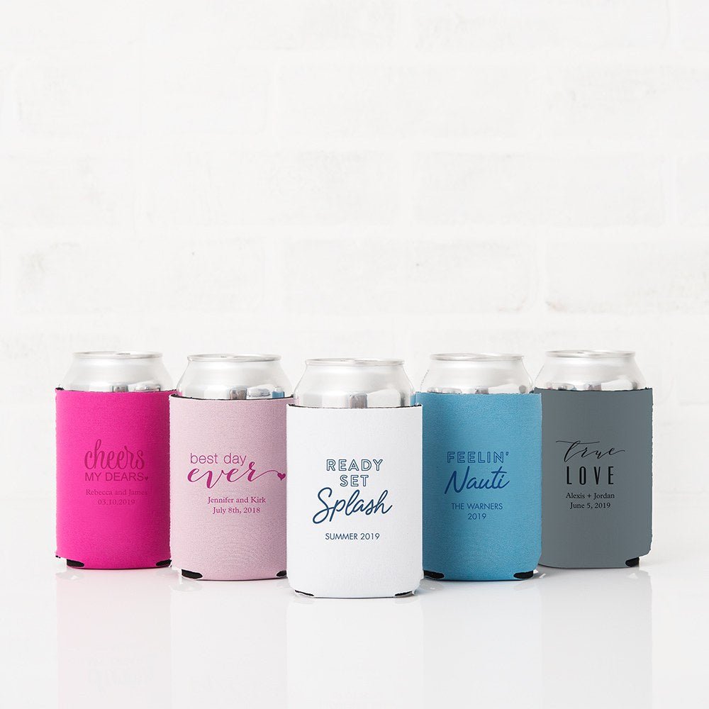 Custom Neoprene Foam Beer Can Drink Holder - Pastel Pink - Forever Wedding Favors