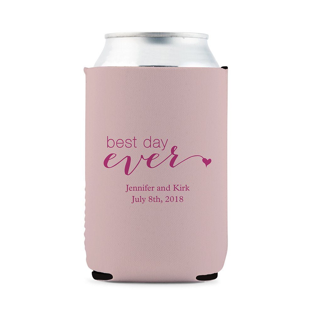 Custom Neoprene Foam Beer Can Drink Holder - Pastel Pink - Forever Wedding Favors