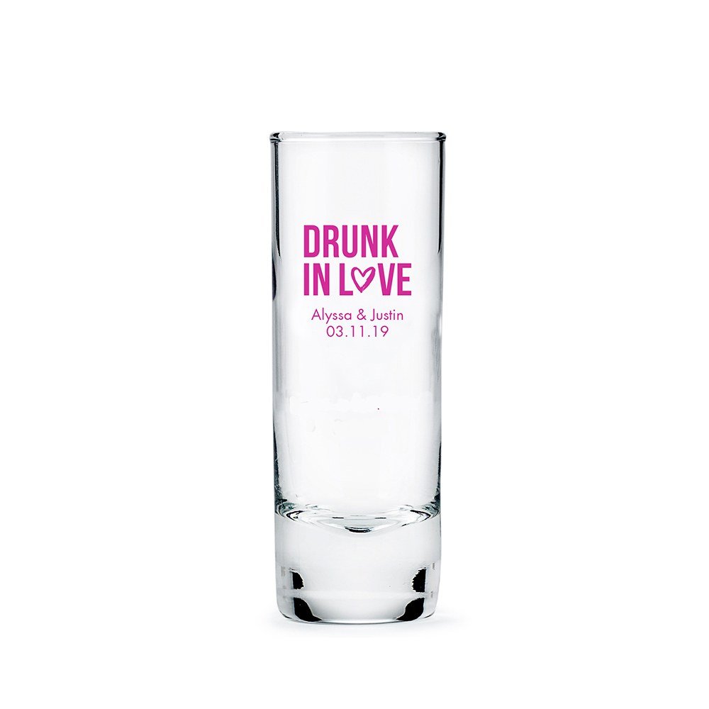 Custom Printed Tall Shot Glass Wedding Favor - Forever Wedding Favors