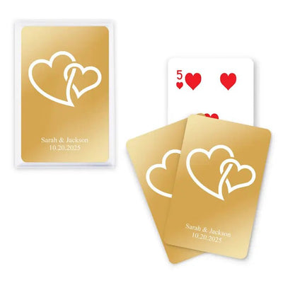 Double Hearts Metallic Playing Cards - Forever Wedding Favors