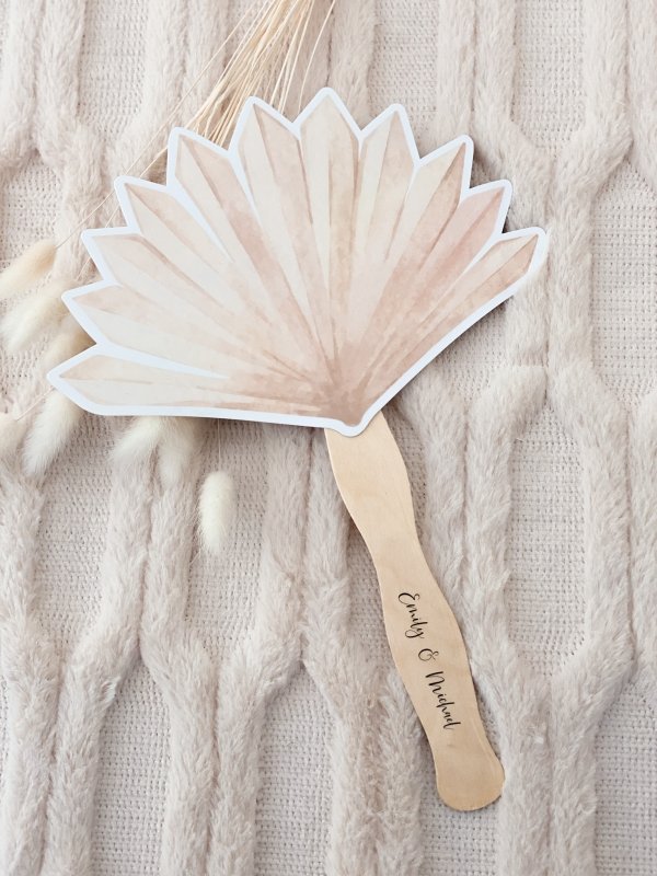 Dried Palm Paddle Fan - Forever Wedding Favors