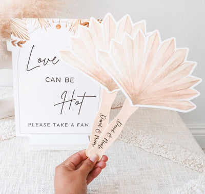 Dried Palm Paddle Fan - Forever Wedding Favors