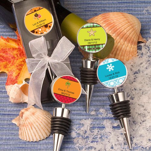 Fall Personalized Wine Bottle Stopper Favors - Forever Wedding Favors