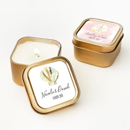 Gold Candle Tins - Tropical Beach - Forever Wedding Favors