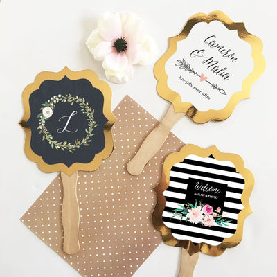 Gold Hand Fan - Forever Wedding Favors