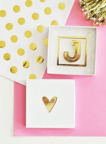 Gold Monogram Coasters (Set of 2) - Forever Wedding Favors