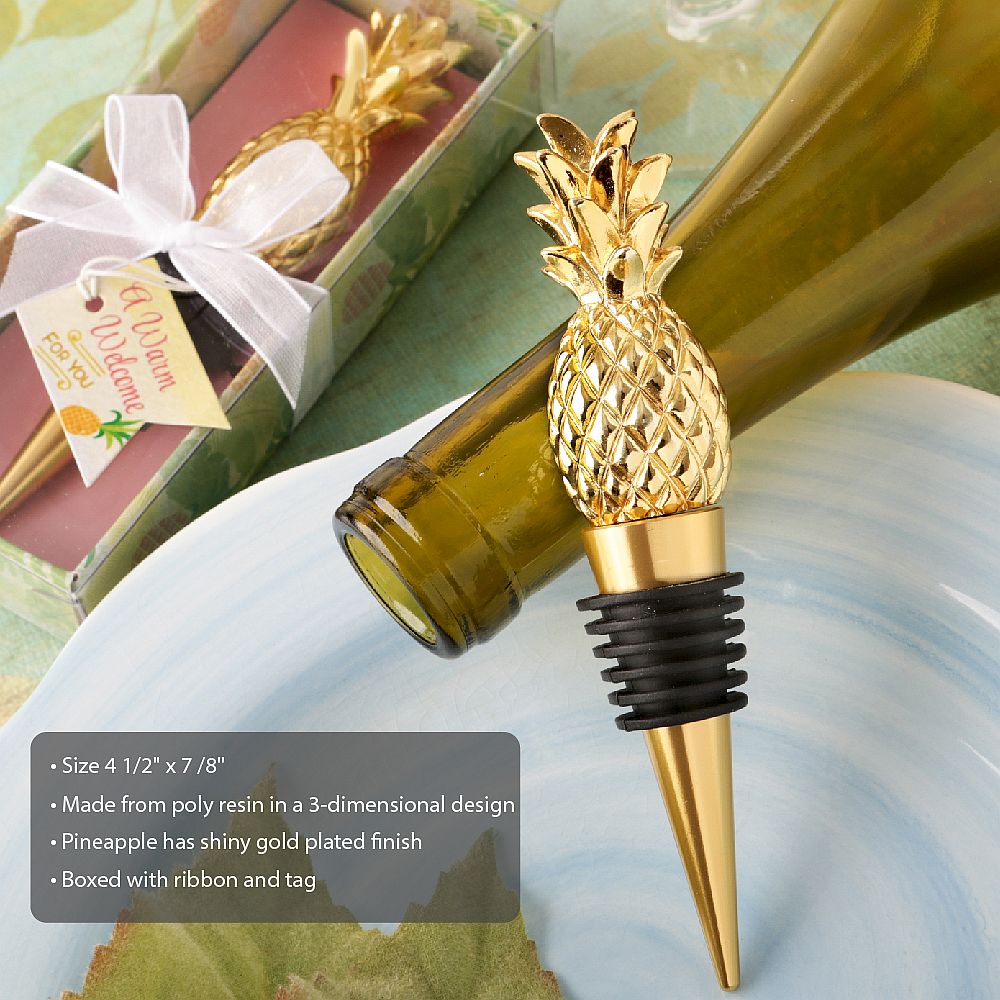 Gold Pineapple Bottle Stopper - Forever Wedding Favors