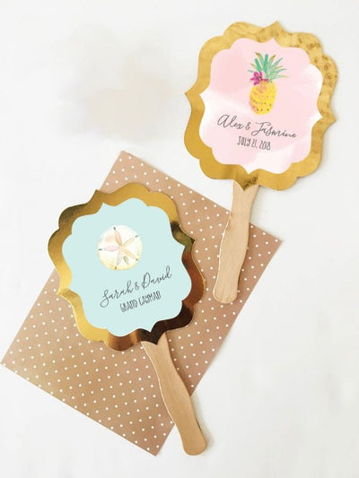 Golden Hour Tropical Paddle Fans - Forever Wedding Favors