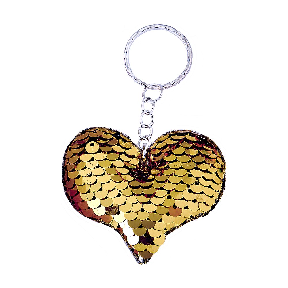 Gold/Silver Sequin Heart Key Chain - Forever Wedding Favors