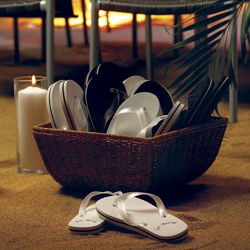 Just Married Wedding Favor Flip Flops - Black And White - Forever Wedding Favors