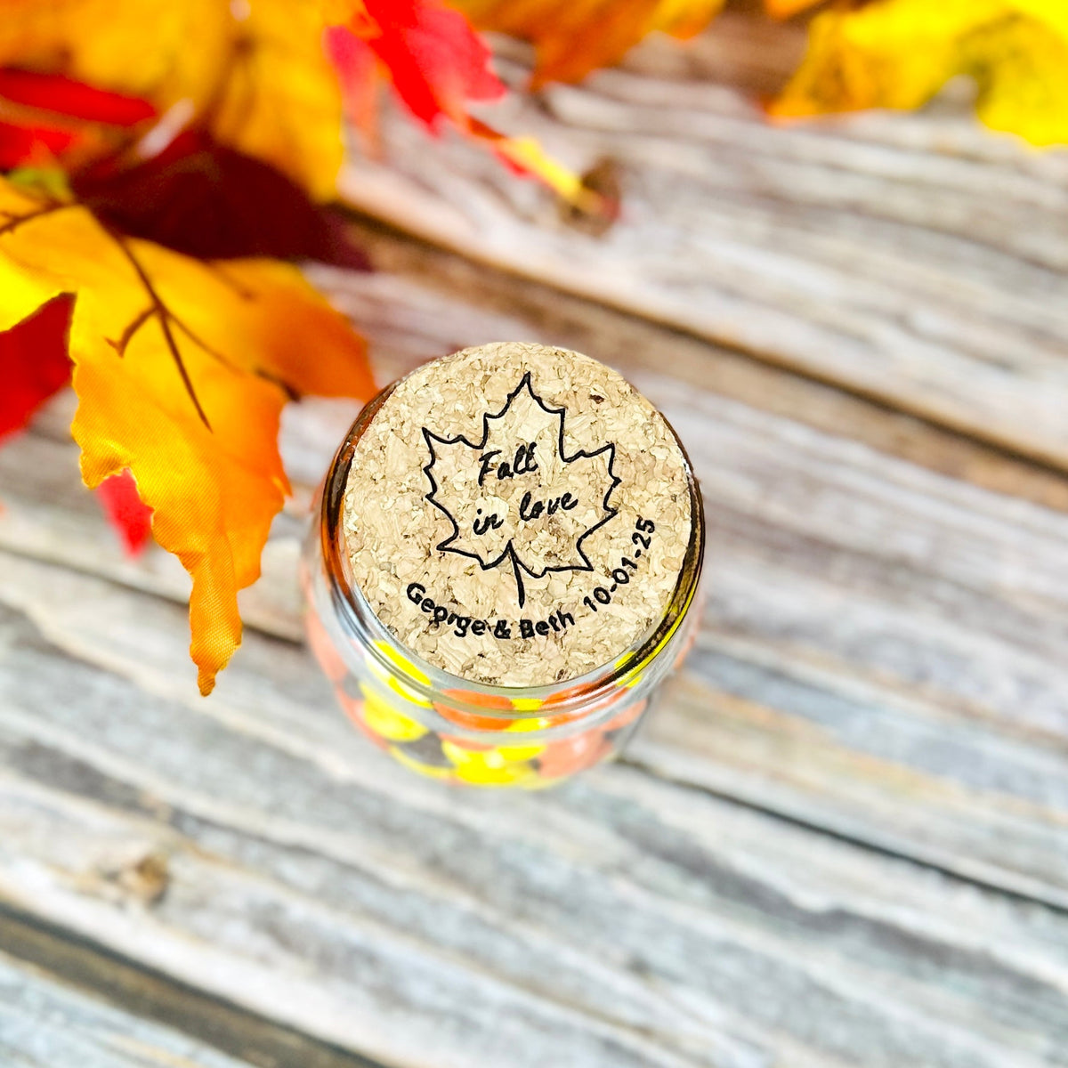 Leaf Love Mini Mason Jar - Forever Wedding Favors