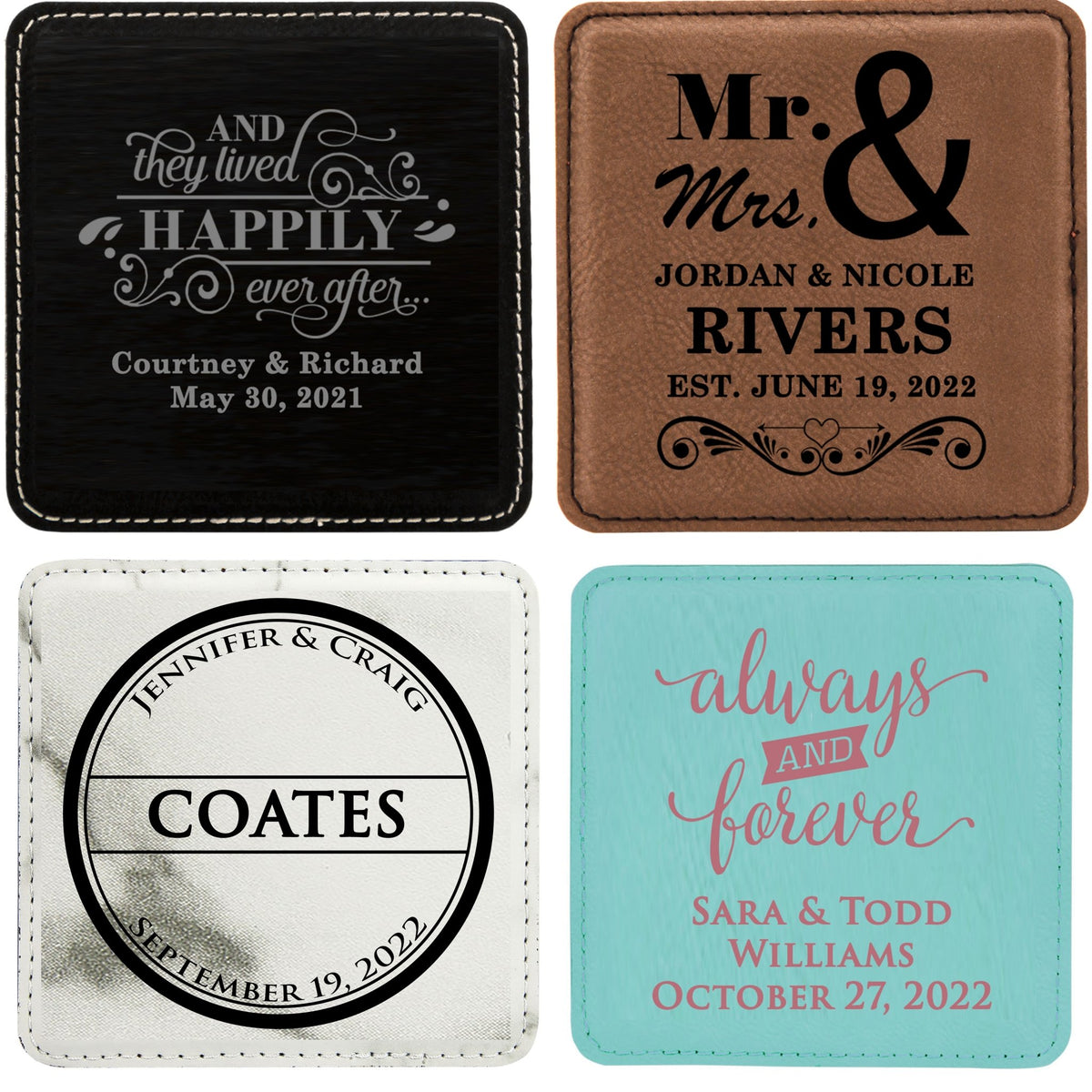 Leather Square Coaster - Forever Wedding Favors