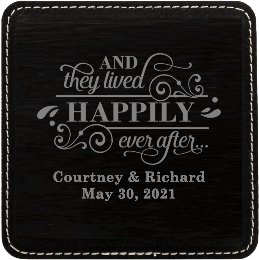 Leather Square Coaster - Forever Wedding Favors