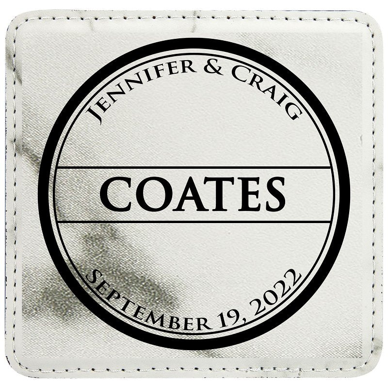 Leather Square Coaster - Forever Wedding Favors