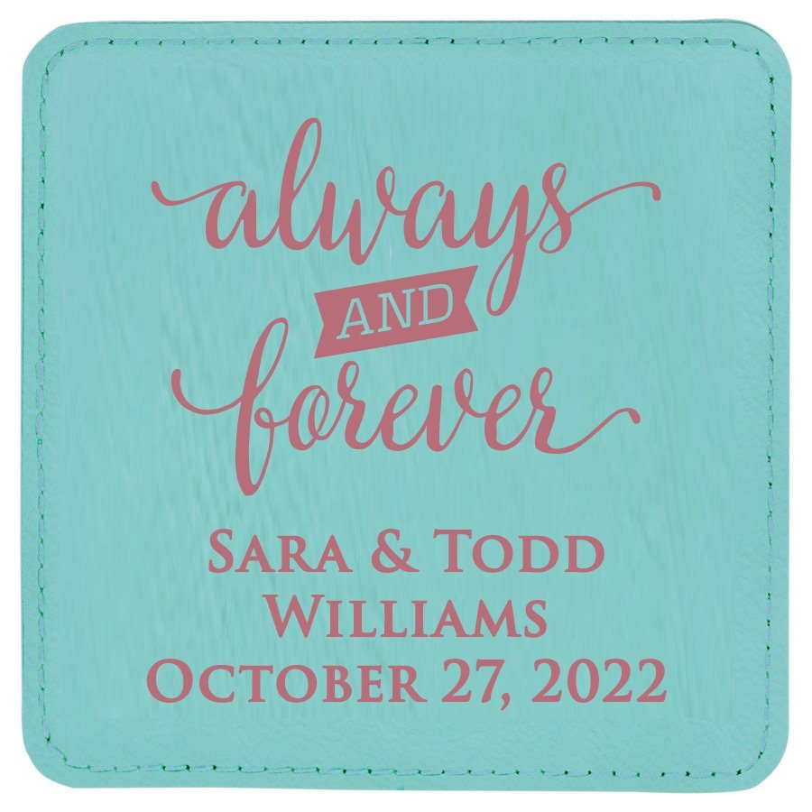 Leather Square Coaster - Forever Wedding Favors