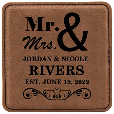 Leather Square Coaster - Forever Wedding Favors