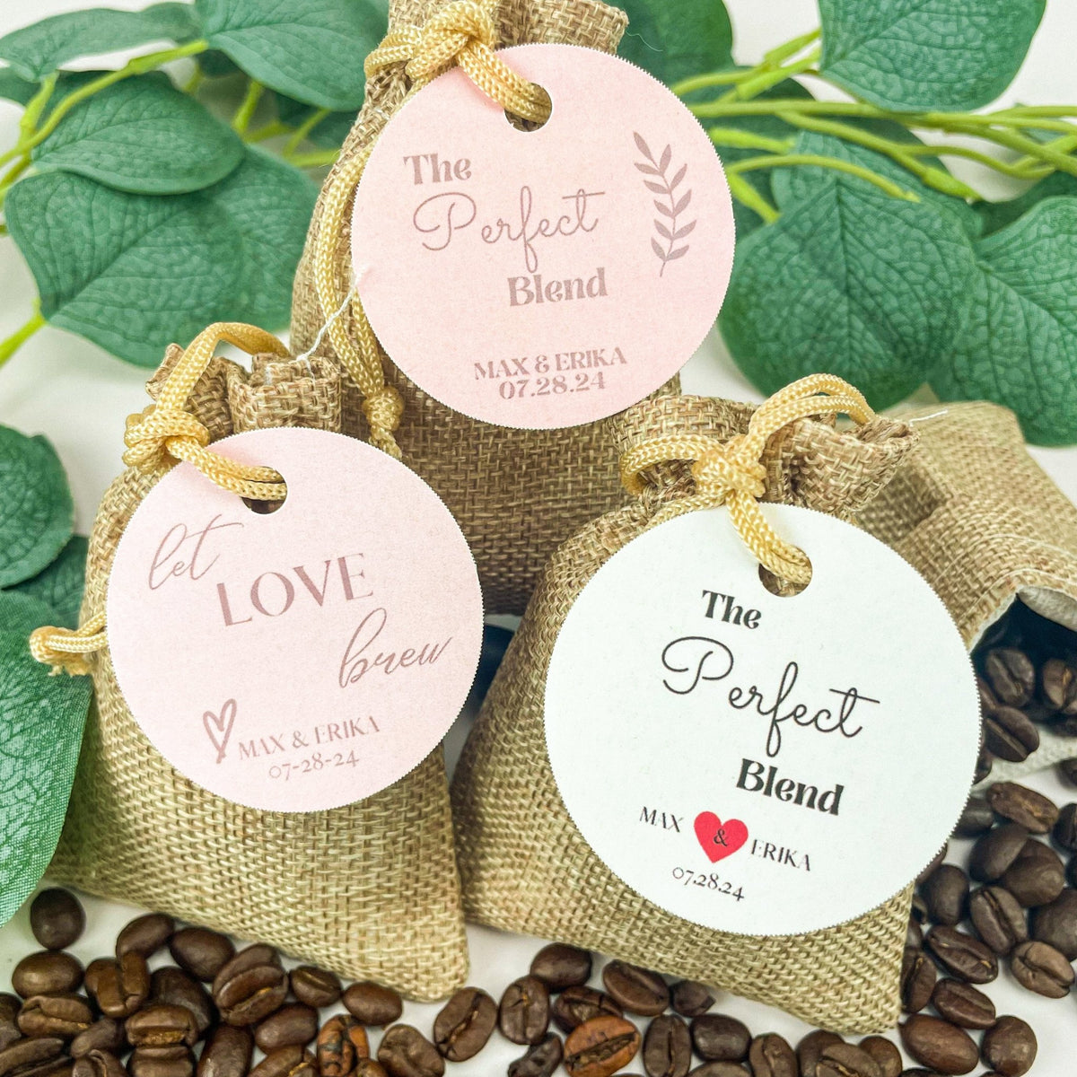 Let Love Brew Burlap Bag - Forever Wedding Favors