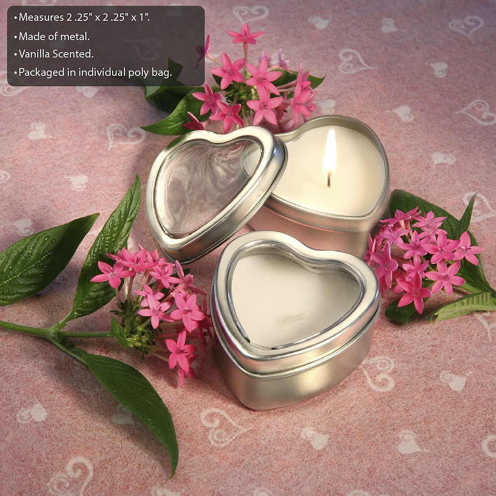 Light for Love Heart Candle Tin - Forever Wedding Favors