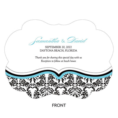 Love Bird Damask Personalized Hand Fan - Forever Wedding Favors