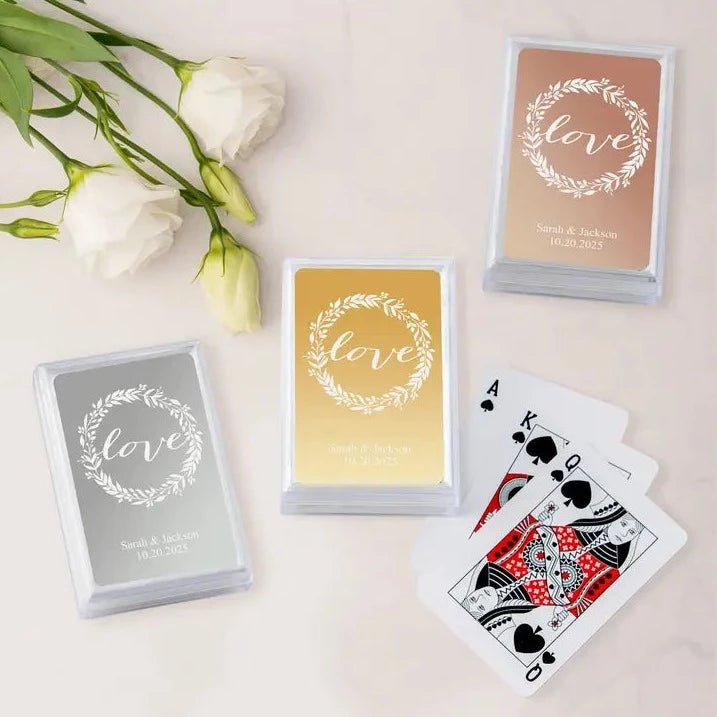 Love Wreath Metallic Playing Cards - Forever Wedding Favors