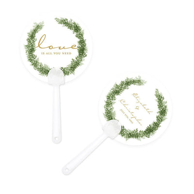 Love Wreath Personalized Hand Fan - Forever Wedding Favors