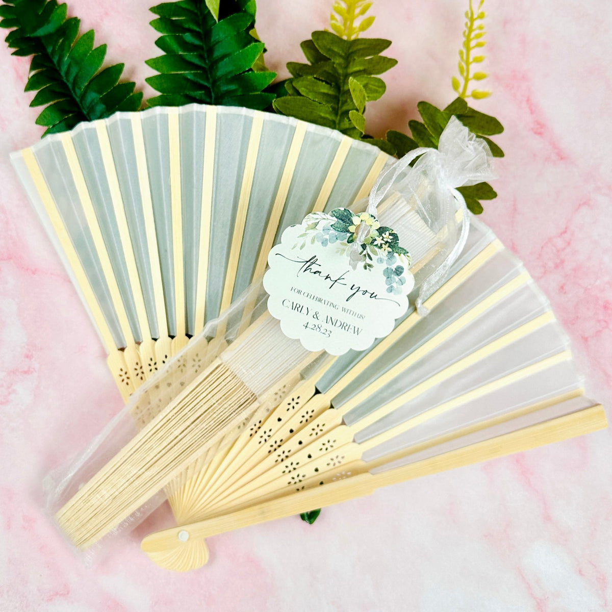 Lush Leaves Hand Fan - Forever Wedding Favors