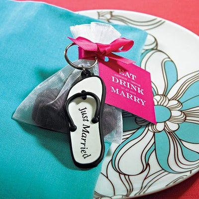 Mini Flip Flop "Just Married" Key Chains - Forever Wedding Favors