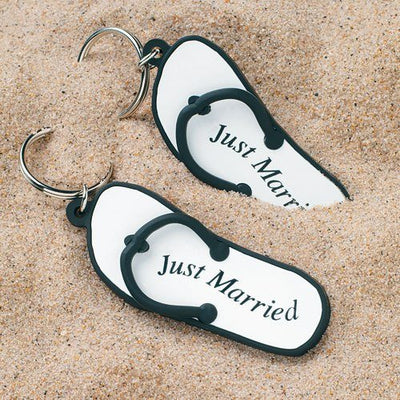 Mini Flip Flop "Just Married" Key Chains - Forever Wedding Favors