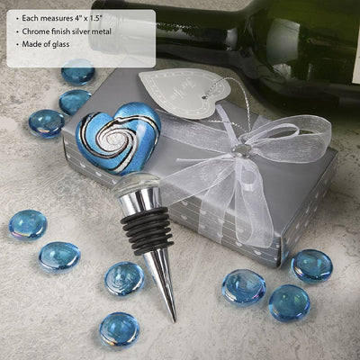 Murano Heart Bottle Stopper - Forever Wedding Favors