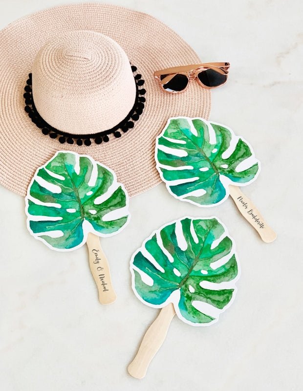 Palm Leaf Paddle Fan - Forever Wedding Favors