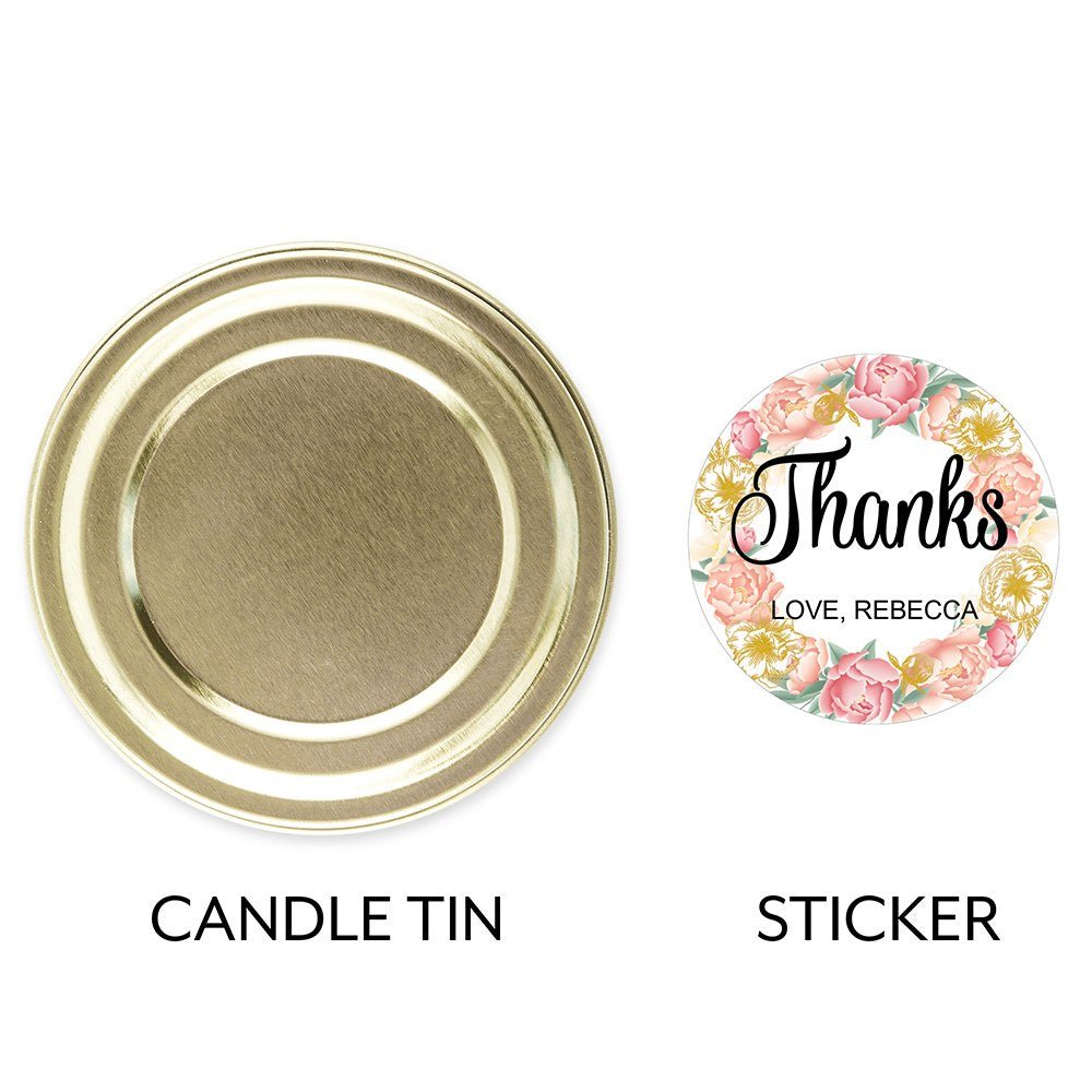 Personalized Gold Tin Candle - Modern Floral - Forever Wedding Favors