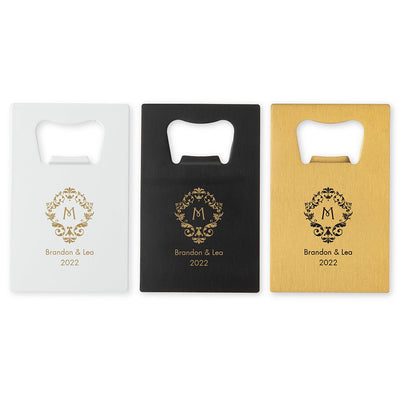 Personalized Metal Credit Card Bottle Opener - Forever Wedding Favors