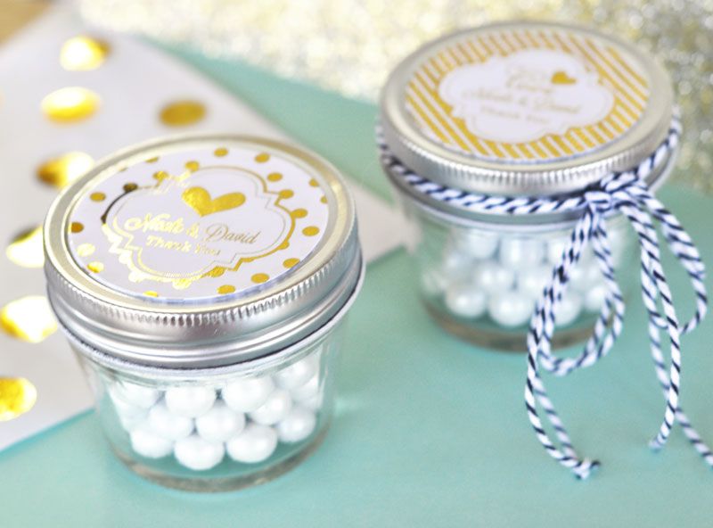 Personalized Metallic Foil 4oz Mason Jars - Forever Wedding Favors