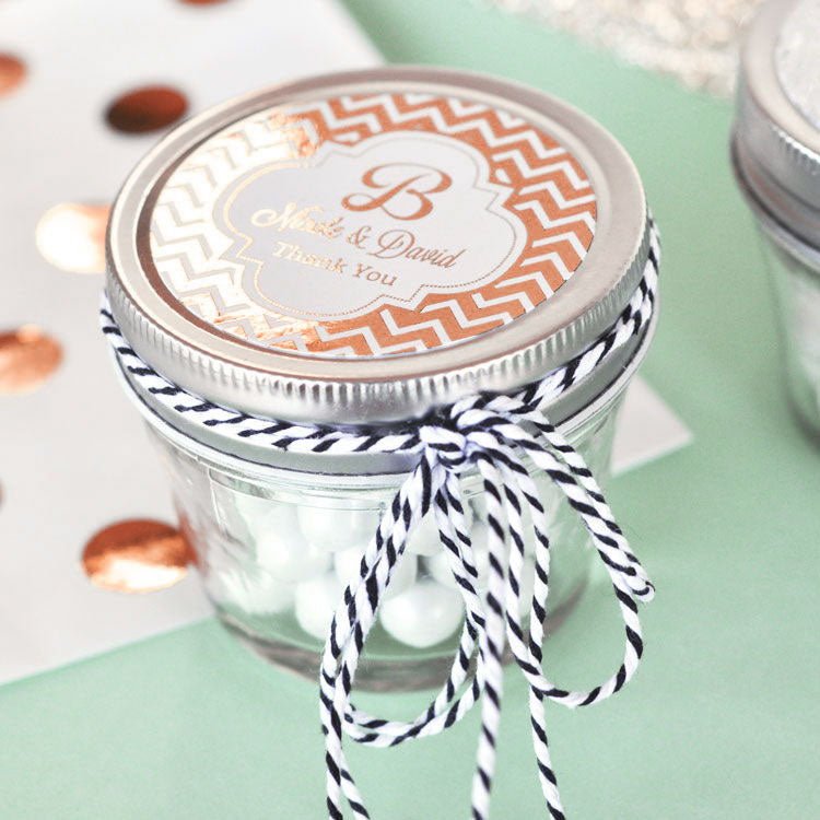 Personalized Metallic Foil 4oz Mason Jars - Forever Wedding Favors