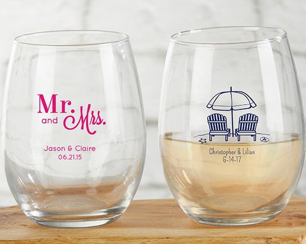 Personalized Stemless 9 OZ. Wine Glass - Forever Wedding Favors